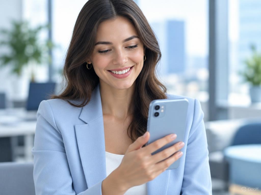 Employee sharing an approved company post from her phone